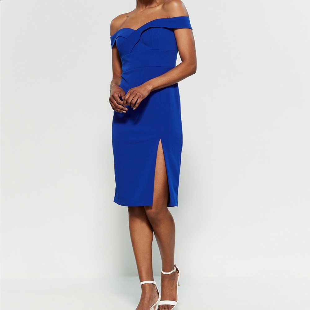 NWT Aidan Mattox Off-the-shoulder Fitted Dress